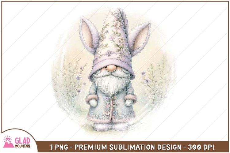 Easter Bunny Gnome floral png, Easter Gnome bunny png