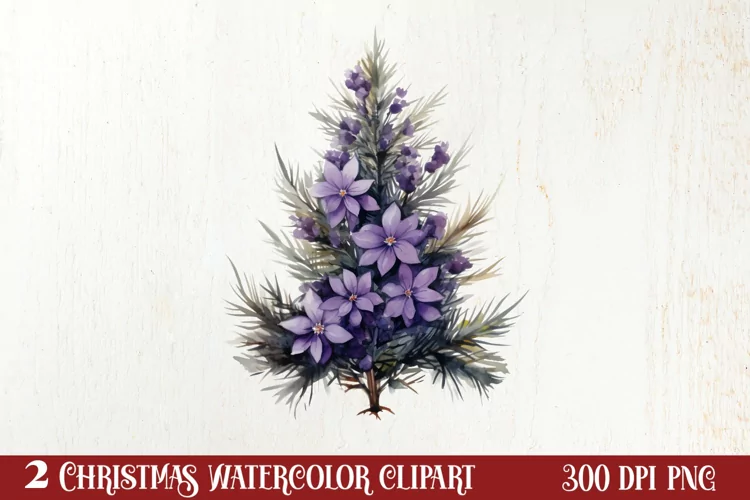 Lavender And Christmas Tree Sublimation Clipart