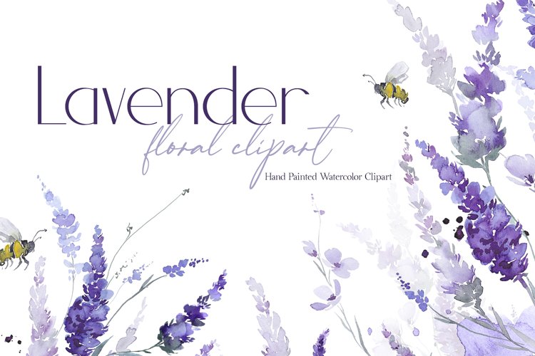 Lavender Watercolor Flowers Floral Botanical Clipart PNG