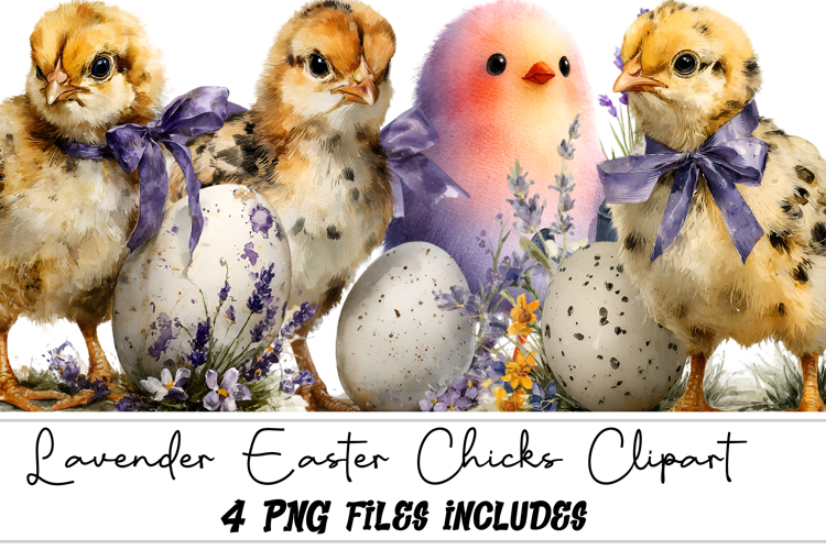Lavender Easter Chicks Clipart