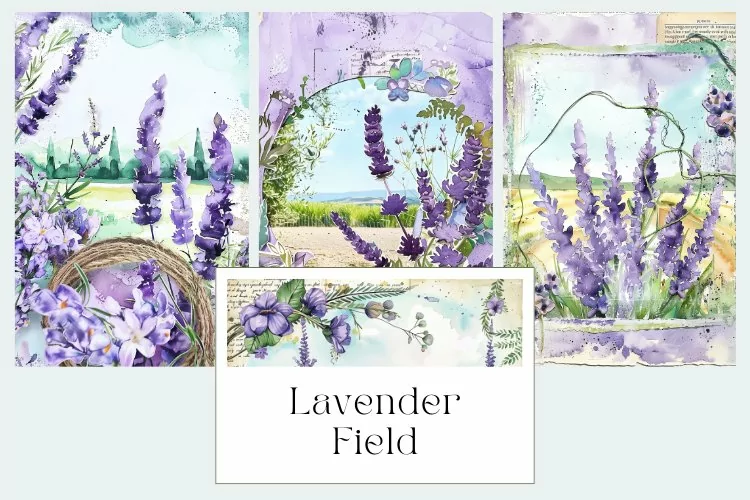 Lavender Field Junk Journal Pages