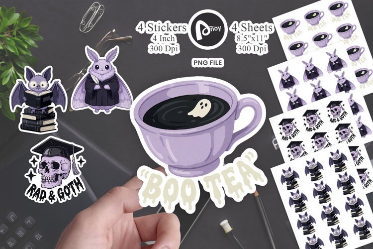 Lavender Goth Library Sticker example image 1