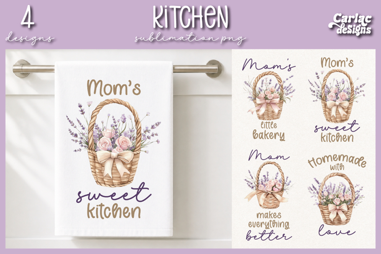 Cute Mom Kitchen Towel Sublimation, Lavender Kitchen Towel