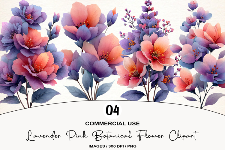 Lavender Pink Botanical Flower Clipart