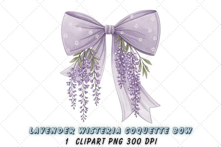 Lavender Wisteria Coquette Bow Clipart