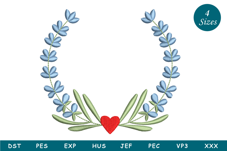 Lavender Wreath Machine Embroidery