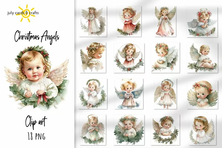 Cute Baby Angels. Christmas Clipart