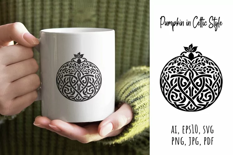 Pumpkin in Celtic Style SVG Detailed Silhouette