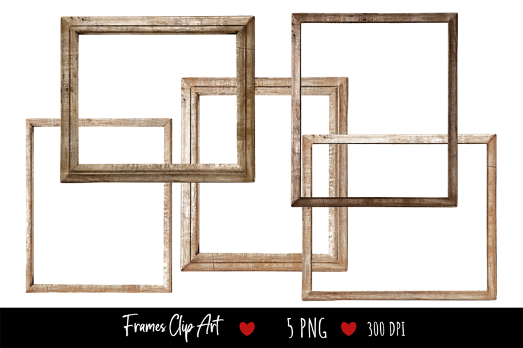 Classic Wood Frames Clip Art Bundle