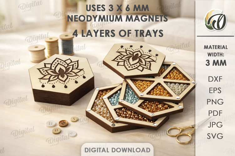 Layered Bead Organizer Laser Cut. Organizer Box SVG