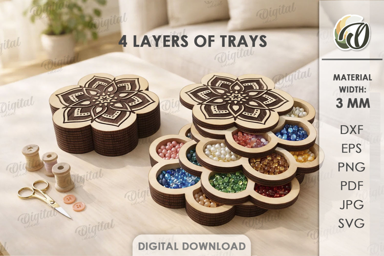 Layered Bead Organizer Laser Cut. Organizer Box SVG