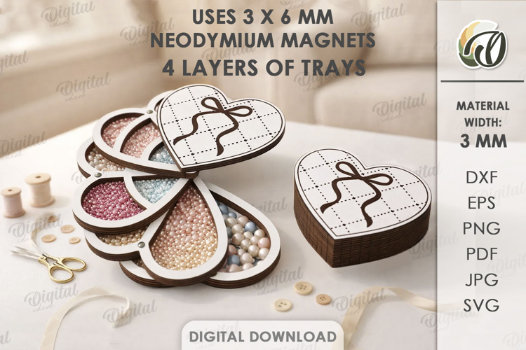 Layered Bead Organizer Laser Cut. Organizer Box SVG