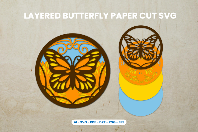 Layered Butterfly Paper Cut SVG