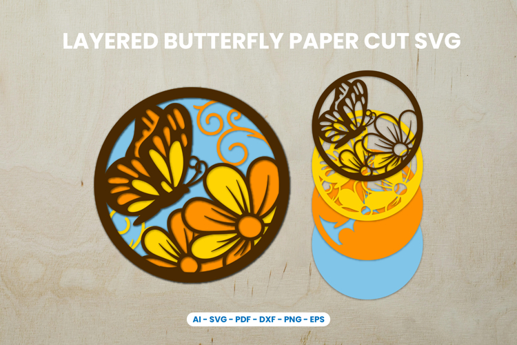 Layered Butterfly Paper Cut SVG
