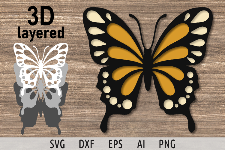 Layered butterfly svg Lace butterfly 3d papercraft svg