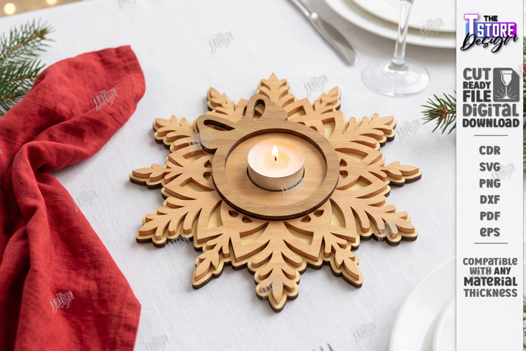 Snowflake Tealight Holder Laser Cut | Christmas Candle Tray