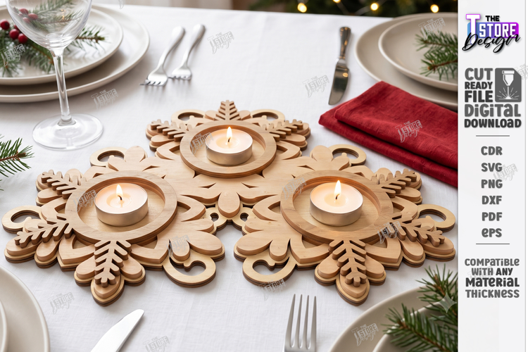 Snowflake Tealight Holder Laser Cut | Christmas Candle Tray