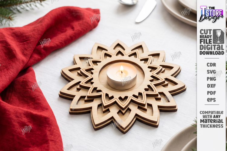Snowflake Tealight Holder Laser Cut | Christmas Candle Tray