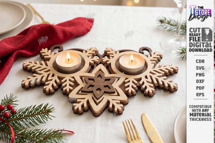 Snowflake Tealight Holder Laser Cut | Christmas Candle Tray