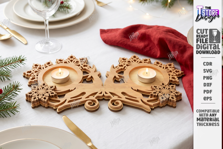 Snowflake Tealight Holder Laser Cut | Christmas Candle Tray