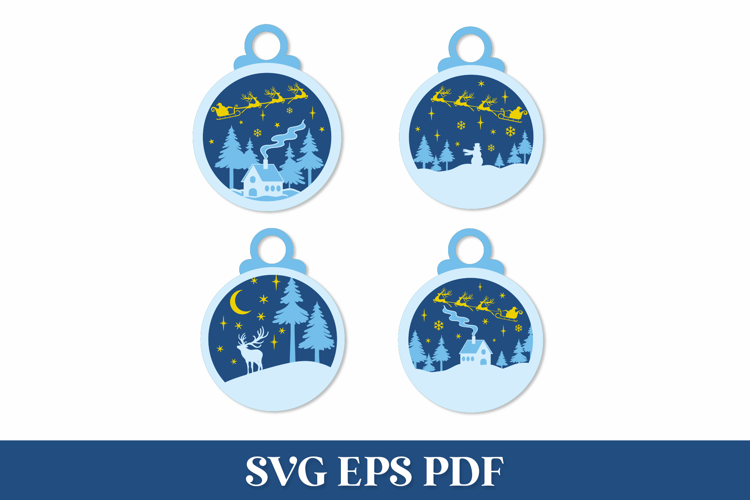 Layered Christmas Ornaments SVG Cut Files