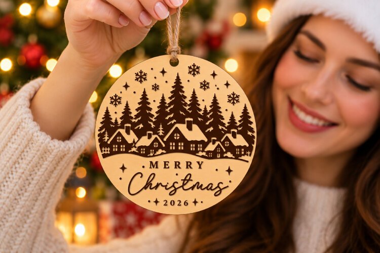 Layered Christmas Ornament 2026, Winter Laser Cut File example image 1