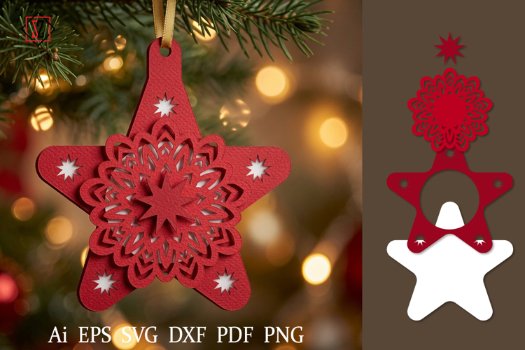 Layered Christmas Ornament Star_3 | Cutting Files