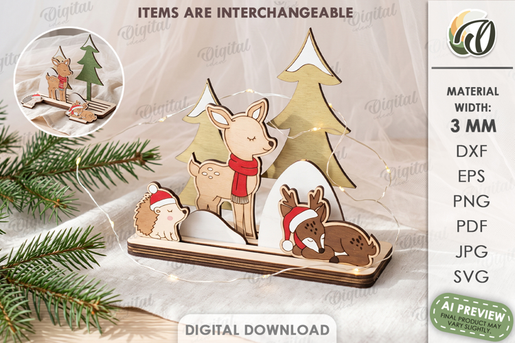 Interchangeable Christmas Toy Stand Laser Cut. Christmas SVG