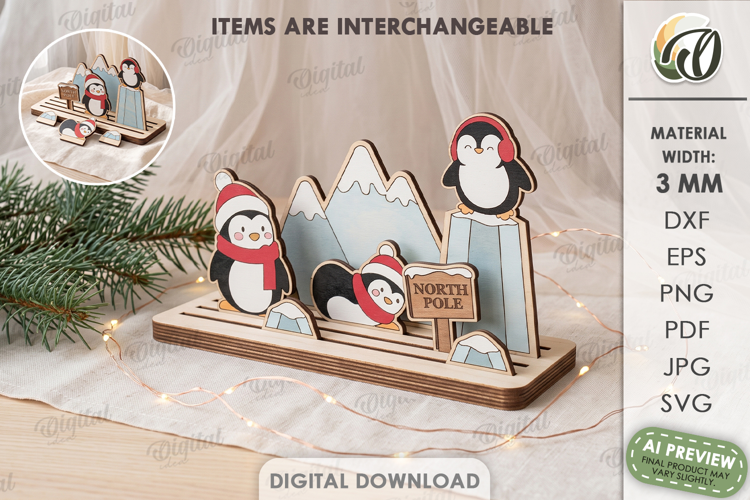 Interchangeable Christmas Toy Stand Laser Cut. Christmas SVG