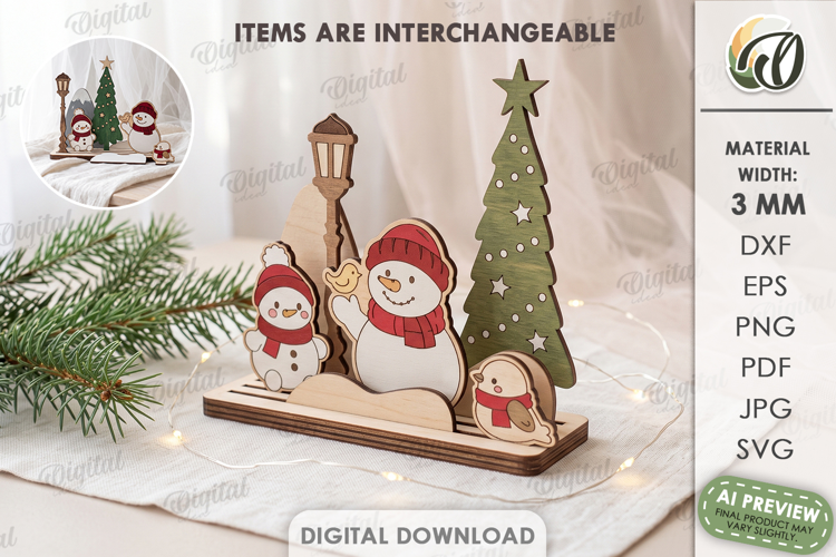Interchangeable Christmas Toy Stand Laser Cut. Christmas SVG