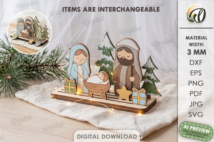 Interchangeable Christmas Toy Stand Laser Cut. Christmas SVG example image 1