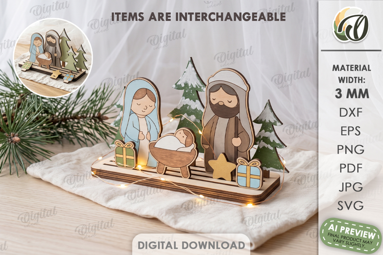 Interchangeable Christmas Toy Stand Laser Cut. Christmas SVG