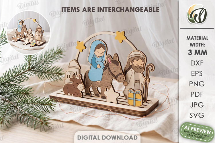 Interchangeable Christmas Toy Stand Laser Cut. Christmas SVG