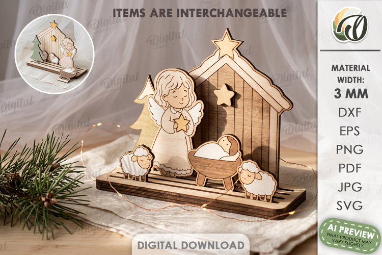 Interchangeable Christmas Toy Stand Laser Cut. Christmas SVG
