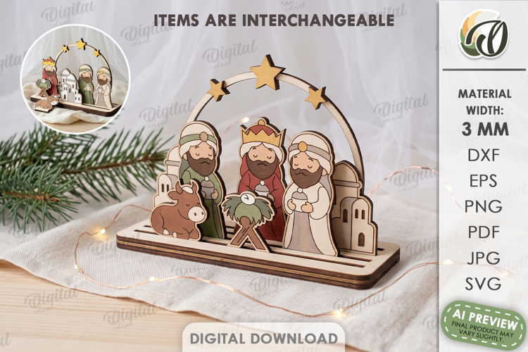 Interchangeable Christmas Toy Stand Laser Cut. Christmas SVG