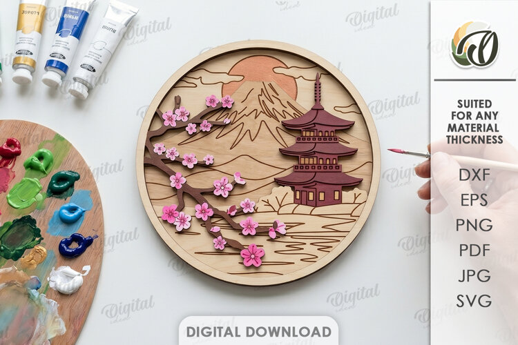 Layered Coloring Round Sign Laser Cut. Wall Decor SVG example image 1