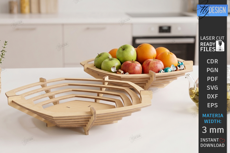 Layered Contour Bowl Laser Cut | 3D Fruit Basket | Kitchen