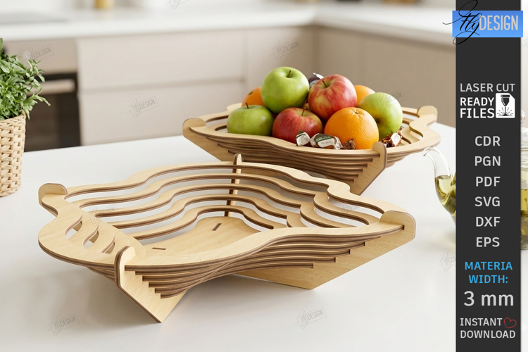 Layered Contour Bowl Laser Cut | 3D Fruit Basket | Kitchen