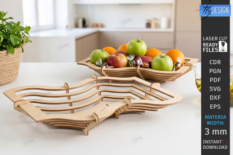 Layered Contour Bowl Laser Cut | 3D Fruit Basket | Kitchen