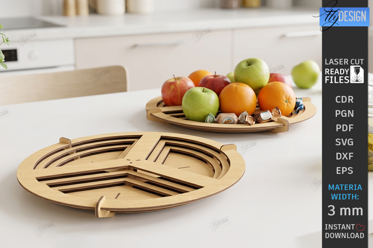 Layered Contour Bowl Laser Cut | 3D Fruit Basket | Kitchen