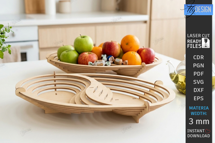 Layered Contour Bowl Laser Cut | 3D Fruit Basket | Kitchen