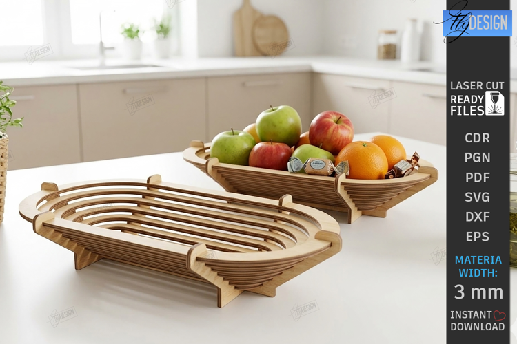 Layered Contour Bowl Laser Cut | 3D Fruit Basket | Kitchen