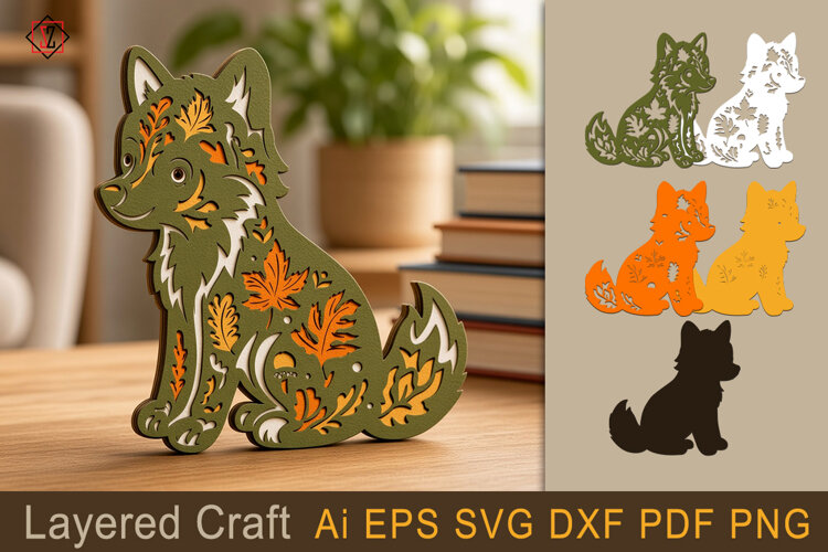 "Autumn Wolf Cub" Layered Project example image 1