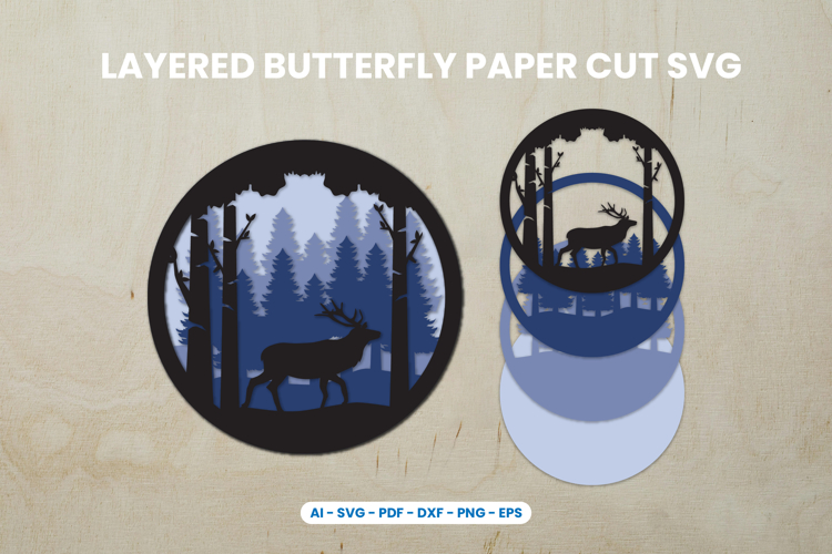 Layered Deer Paper Cut SVG