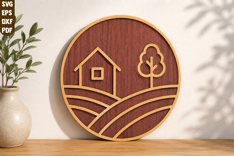 Layered Farmhouse laser cut SVG