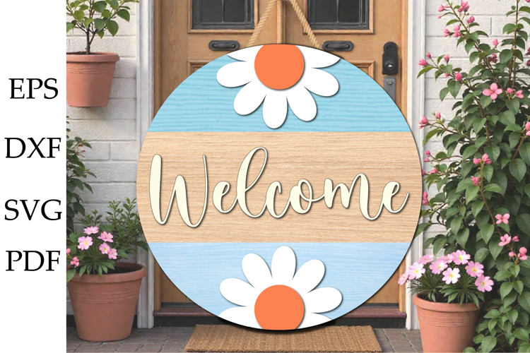 Layered Floral Door Hanger Laser Cut File SVG