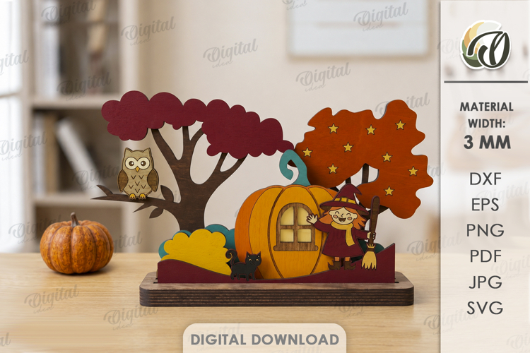 3D Layered Halloween Stand Laser Cut. Halloween Decor SVG