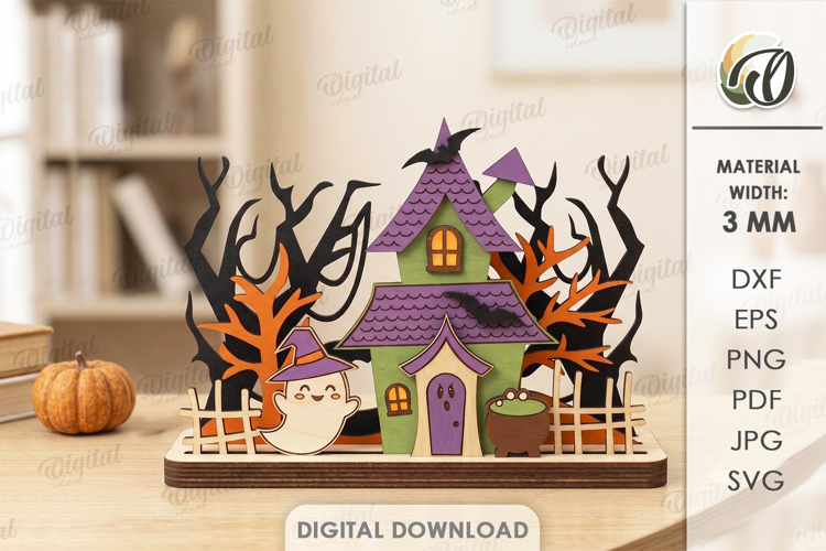 3D Layered Halloween Stand Laser Cut. Halloween Decor SVG
