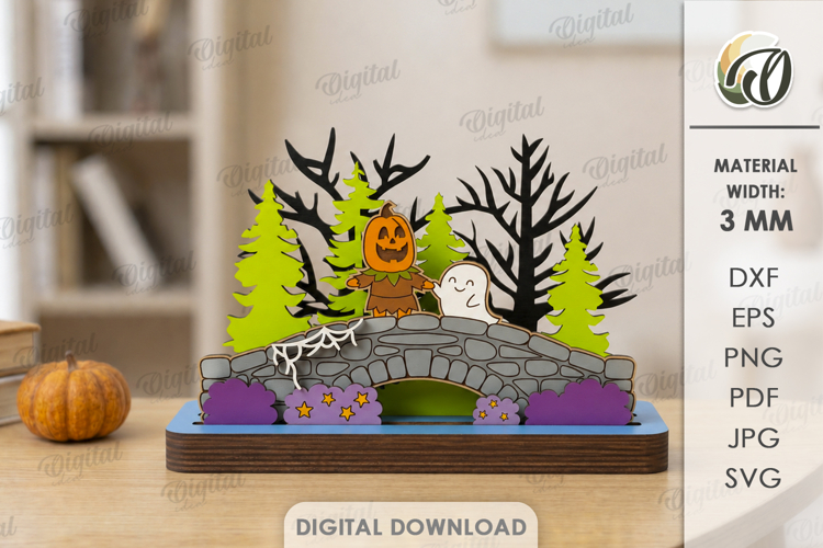 3D Layered Halloween Stand Laser Cut. Halloween Decor SVG