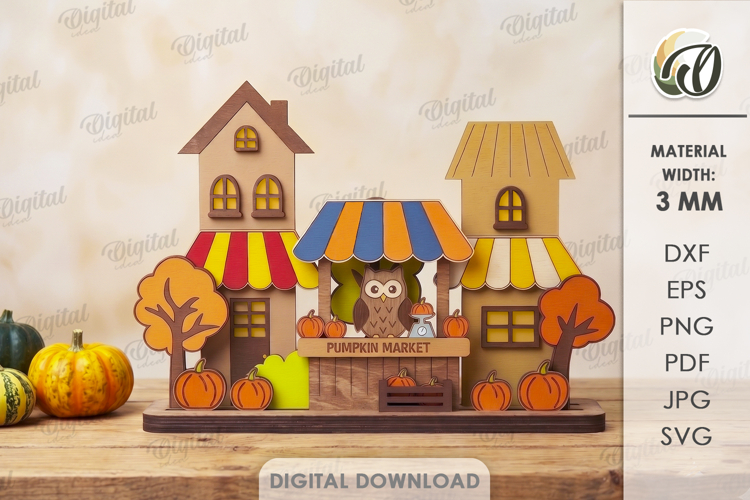 3D Layered Halloween Stand Laser Cut. Halloween Decor SVG
